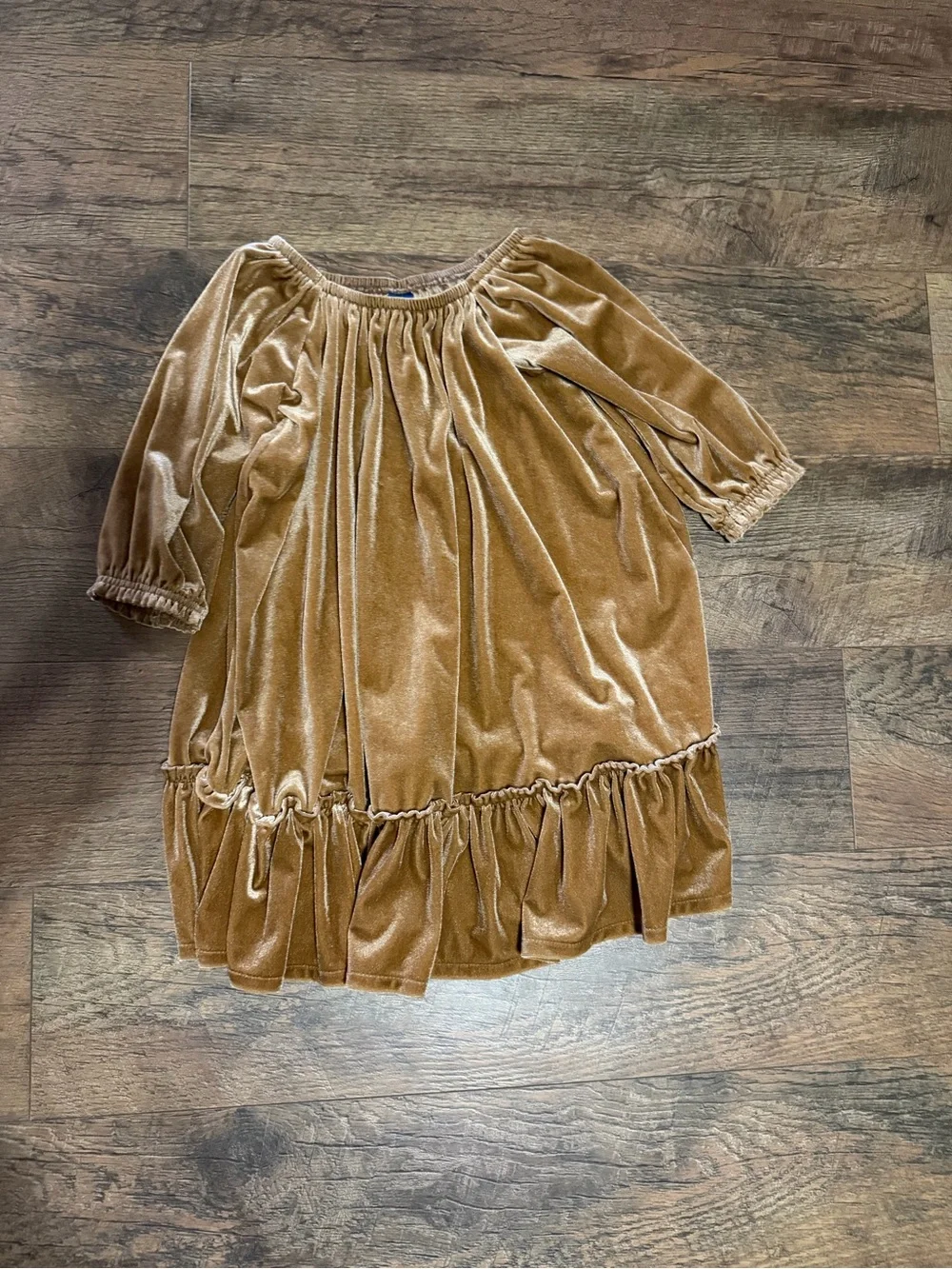 Old Navy Velvet Ruffle-Hem Dress in Caramel Brown